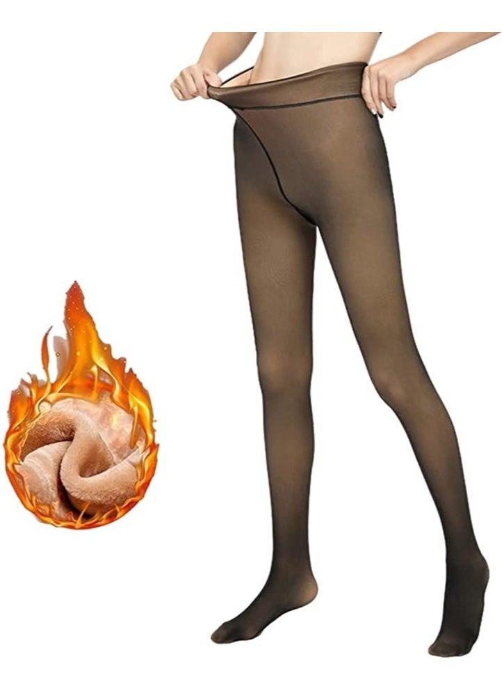 MIRFA Fleece Lined Tights Women Leggings Thermal Pantyhose Fake Translucent Tights Opaque High Waisted Winter Warm Sheer Tight  - Image 1