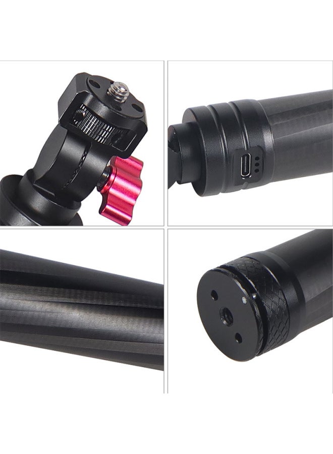 Action Camera Charging Treasure Selfie Stick Mobile Power Handle For Pocket3 Fast Charging Endurance Base Bracket-Color:Black-upgraded Short Style  - Image 5