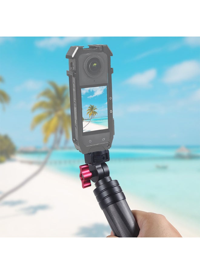 Action Camera Charging Treasure Selfie Stick Mobile Power Handle For Pocket3 Fast Charging Endurance Base Bracket-Color:Black-upgraded Short Style  - Image 4