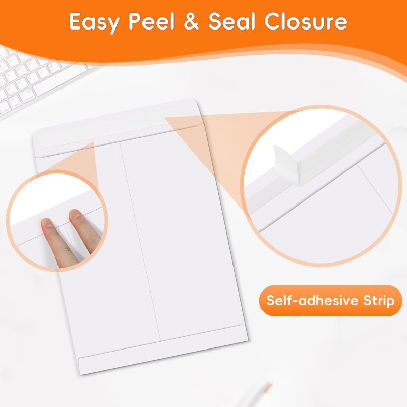 FloraSea 50 Pack 6x9 Envelopes Self Seal, White Catalog Mailing Envelopes 6 x 9 Manilla Envelopes for Mailing, Organize, Storage, Home, Office Business - Image 3