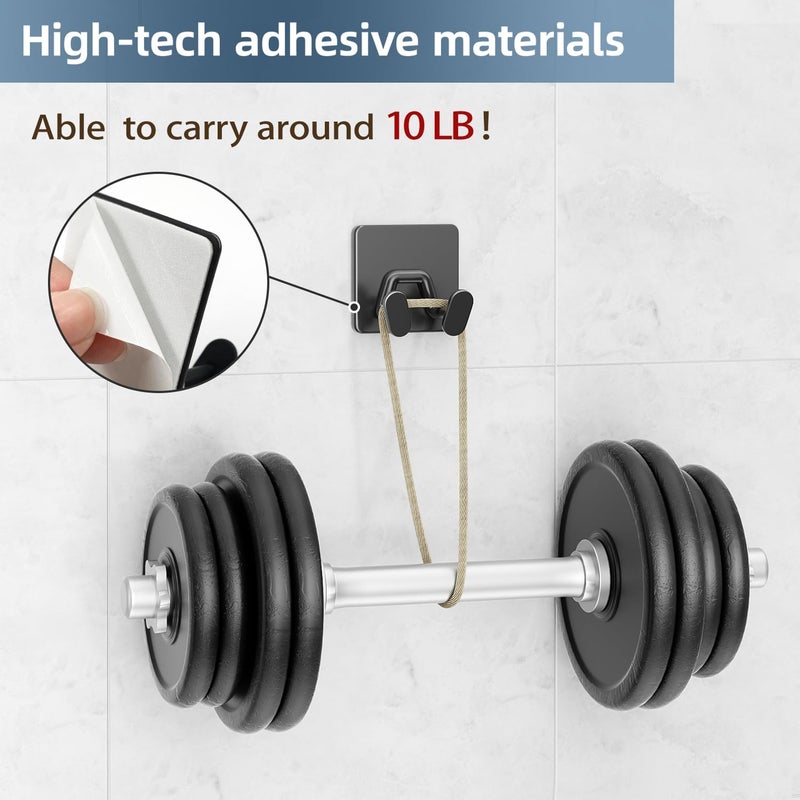 susswiff Adhesive Shower Hooks for Inside - Extra Sticky Stainless, Razor Holder Shower Accessories, Wall Mounted Self-Adhesive Double Hooks for Razor, Loofah, Towel, Shaver, Coat, Key, Matt Black, 4-Pack - Image 3