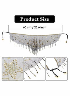 Excefore Women Belly Dance Face Veil, Belly Dance Face Veil Beads Sequins  - Image 2