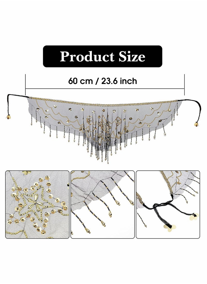 Excefore Women Belly Dance Face Veil, Belly Dance Face Veil Beads Sequins  - Image 2