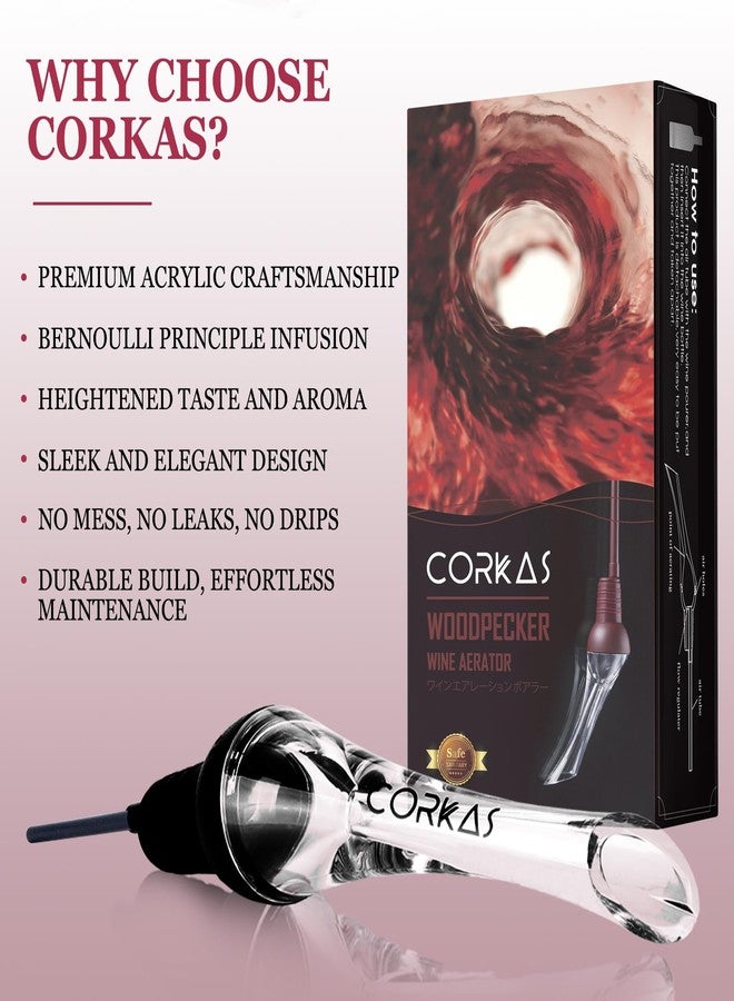 CORKAS Wine Aerator Professional Quality Wine Aerator Pourer, 2-in-1 Wine Pourer Aerator and Decanter Spout for Aerating Wine Instantly, Wine Accessories Gift for Wine Lovers, No-Drip or Spill - Image 4