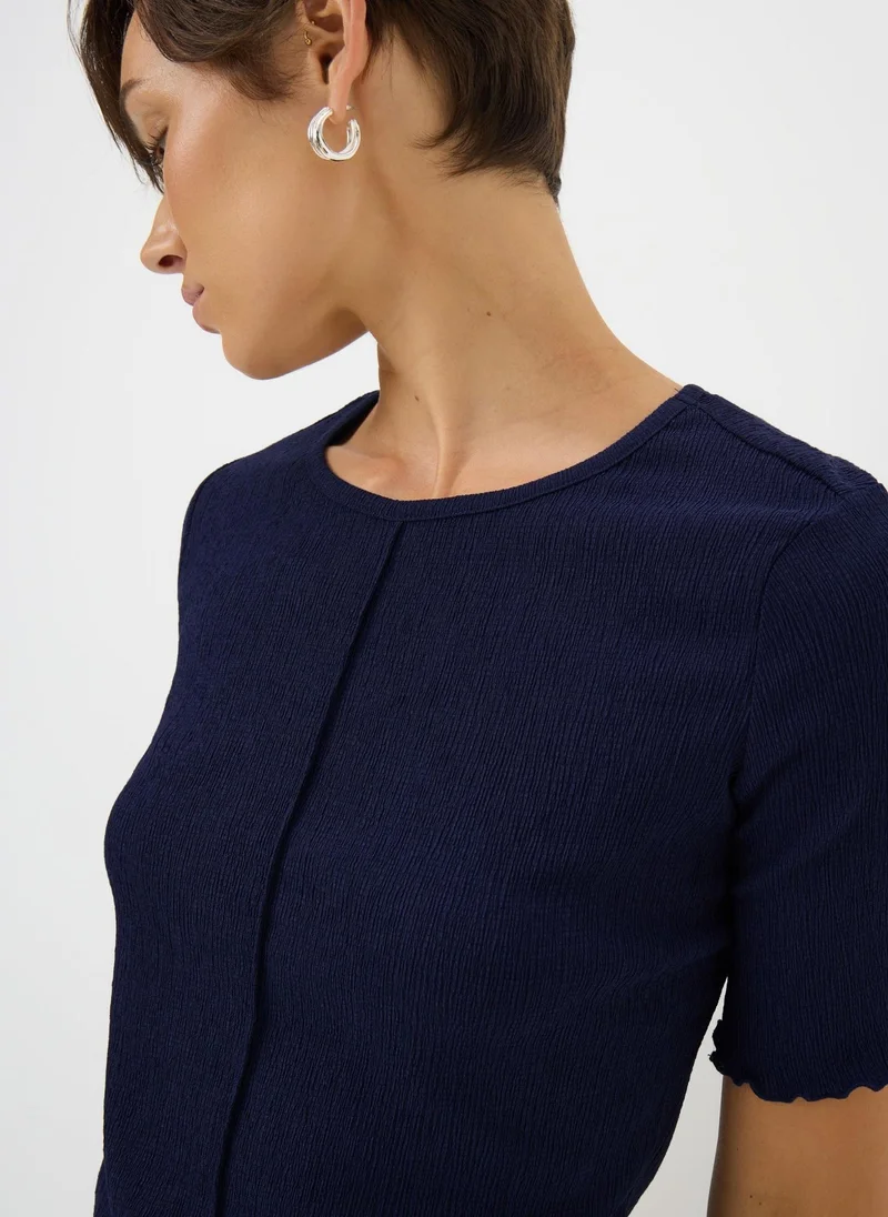 Matalan Navy Textured Crew T-Shirt