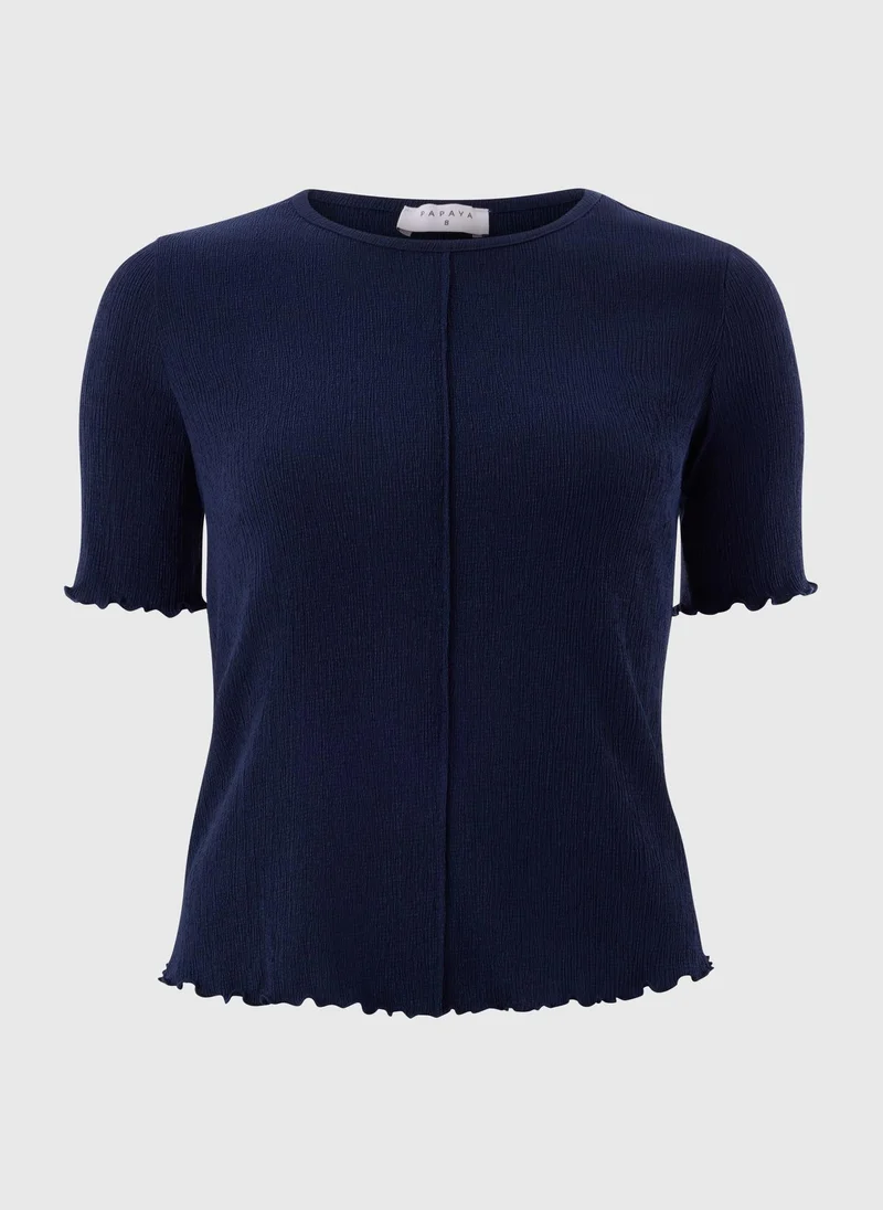 Matalan Navy Textured Crew T-Shirt