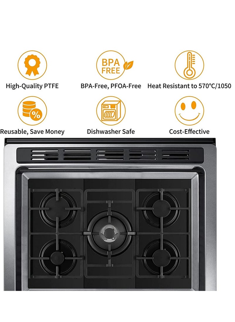 SYOSI 3PCS Stove Covers Protectors for Gas Range(0.4 mm Thick) Extra Long 32" Wider Burner Reusable Non-Stick Washable Guard Heat Resistant (round)  - Image 2