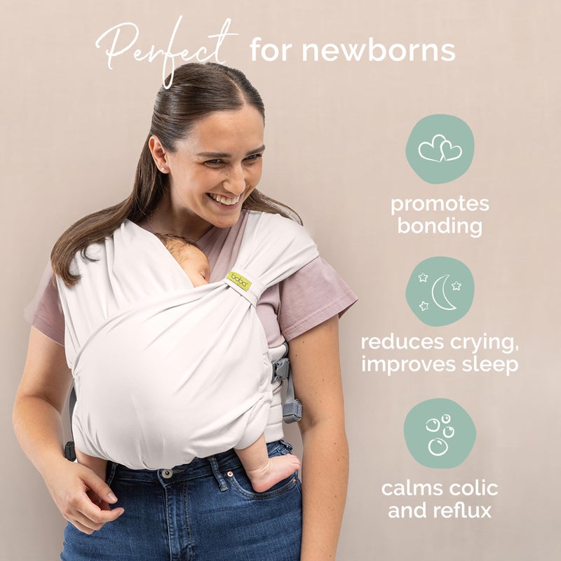 HOLACA Boba Bliss Pre-Wrapped Baby Carrier with Buckle - Newborn to 7-35 lbs Light, Breathable & Easy to Adjust Hybrid Infant Sling & Toddler Carrier - Certified Hip-Healthy for 0-18 Months - Organic Stone - Image 2