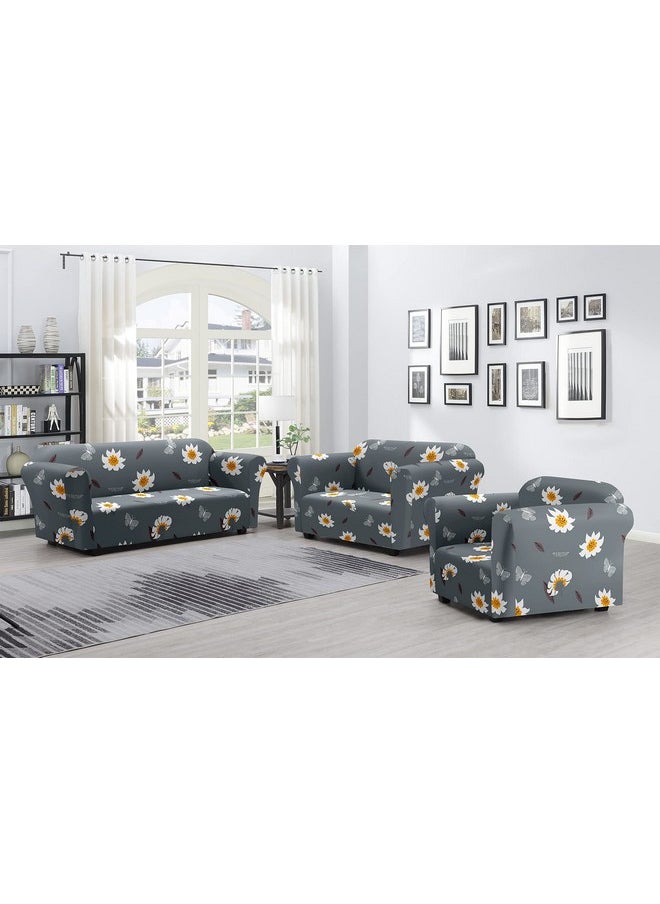 HOUSE OF QUIRK House of Quirk Universal Triple Seater Sofa Cover Big Elasticity Cover for Couch Flexible Stretch Sofa Slipcover (Grey Jasmin, 185-230cm)  - Image 4