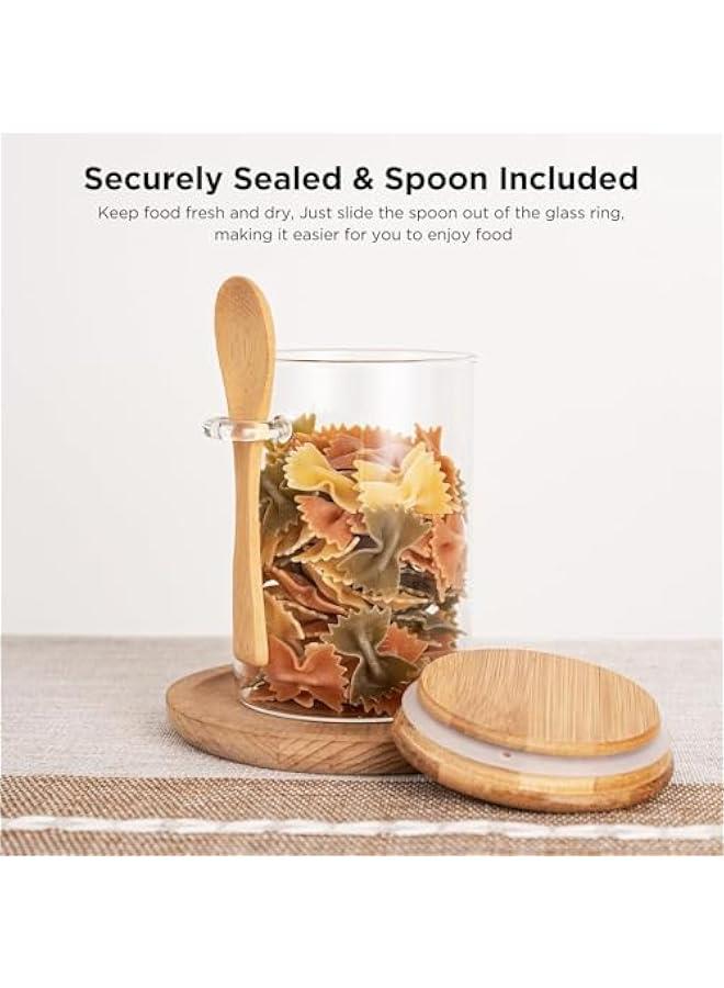 HOOKOR Glass Jars with Airtight Lid and Spoon, Overnight Oats Containers with Bamboo Lids, Glass Food Storage Canisters Yogurt Containers for Coffee Beans, Tea, Nuts, Candy (2 pack) - Image 3