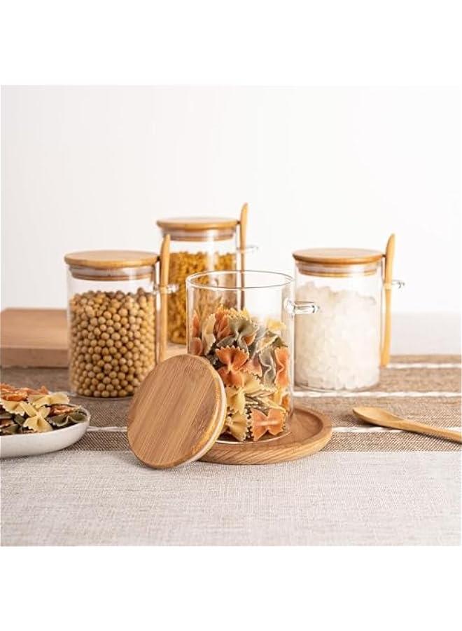HOOKOR Glass Jars with Airtight Lid and Spoon, Overnight Oats Containers with Bamboo Lids, Glass Food Storage Canisters Yogurt Containers for Coffee Beans, Tea, Nuts, Candy (2 pack) - Image 4