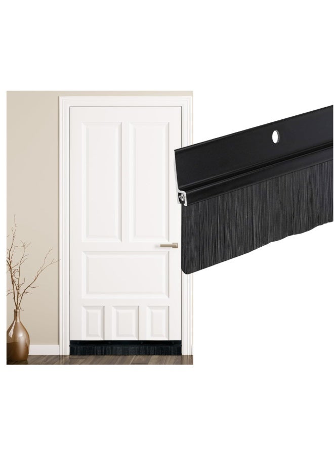 ROBUSTLINE Door Bottom Seal Brush Black 120Cm With Screw Under Door Seal For Exterior/Interior Doors Door Seal Sound Proof Under Door Draft Blocker Dust And Noise Repellent