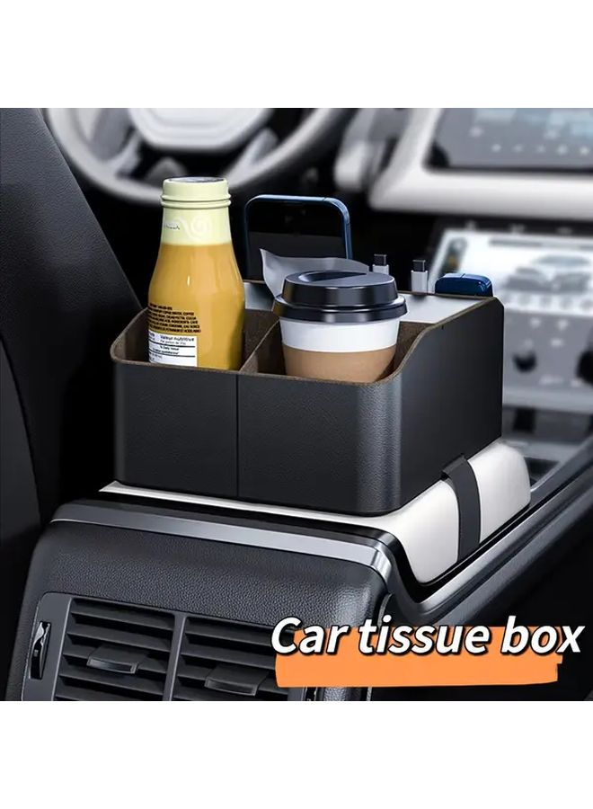 Black Car Armrest Storage Box Multi Functional Cup Holder Center Console Organizer - Image 3