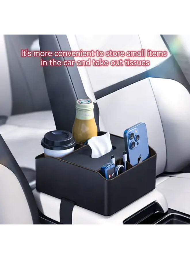 Black Car Armrest Storage Box Multi Functional Cup Holder Center Console Organizer - Image 5
