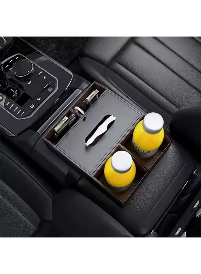 Black Car Armrest Storage Box Multi Functional Cup Holder Center Console Organizer - Image 4