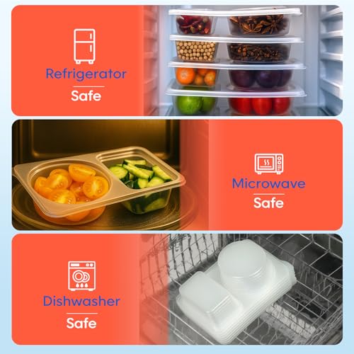InnovHaus 20 Sets Reusable Snack Containers with Lids, 2 Compartment Snack Pack Containers for Food Storage & Meal Prep, Travel Snacks, Leakproof, Split-Proof - Image 5