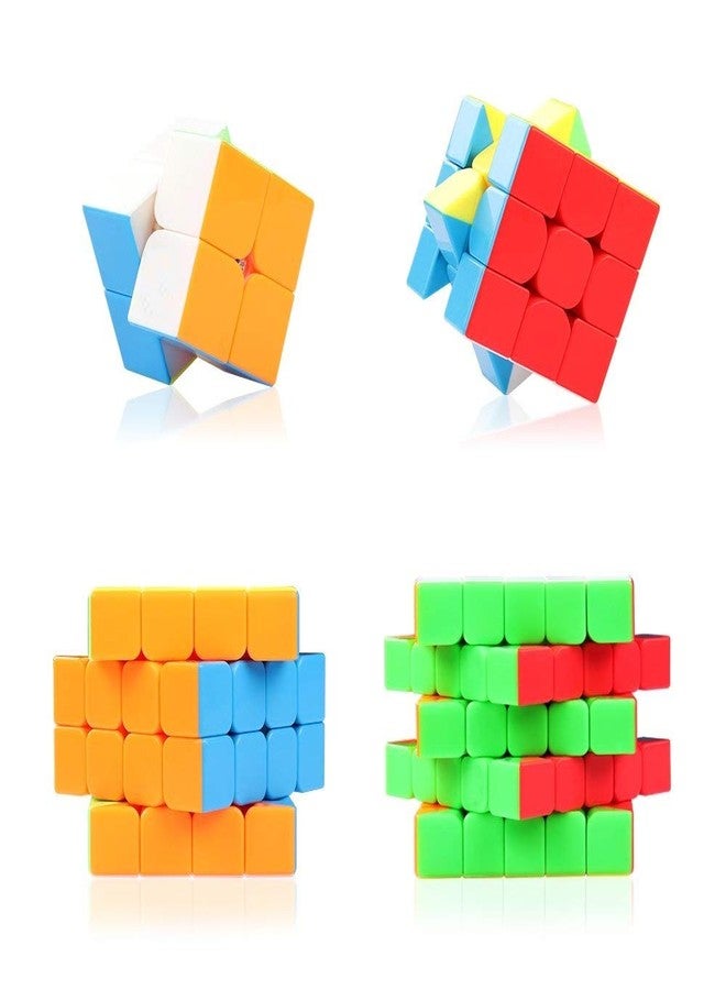 اسمبل مجموعة مكعبات 2x2 و 3x3 و 4x4 و 5x5 بدون ملصقات، لعبة ألغاز ذهنية للأطفال والكبار (عبوة من 4 مكعبات) - Image 2