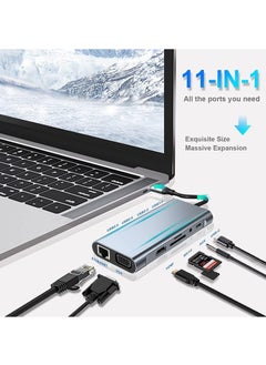 Generic USB C Hub 11 in 1 Dongle Adapter with 4K HDMI, VGA, PD Type-C, USB 3.0, RJ45 Ethernet, SD - TF Card Reader, 3.5mm AUX Input, Charging Dock  - Image 2