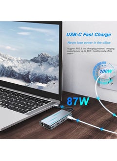 Generic USB C Hub 11 in 1 Dongle Adapter with 4K HDMI, VGA, PD Type-C, USB 3.0, RJ45 Ethernet, SD - TF Card Reader, 3.5mm AUX Input, Charging Dock  - Image 5