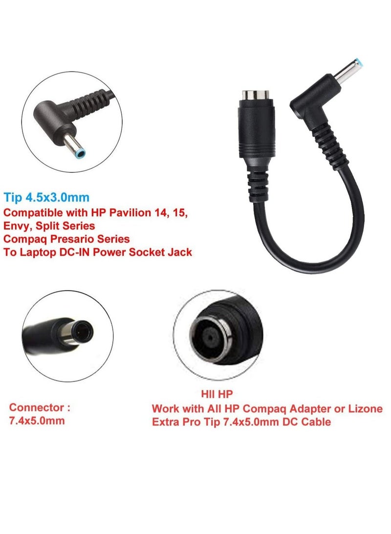 Ntech AC Power Cord Charger Laptop Adapter Tip Connector Converter for HP Stream Specter Pavilion Envy EliteBook Split Chromebook ProBook ProBook EliteBook Folio Female 7.4x5.0mm to 4.5x3.0mm [ 2 Pack - Image 2