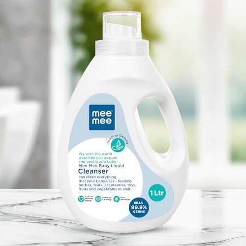 Mee Mee Liquid Cleanser 1000ML Anti-Bacterial Kills 99.9% Germs | Cleanser for Bottles, Nipples, Accessories, Toys, Fruits & Vegetables No Alcohol, One Drop Cleaning, Dermatologically Tested - Image 1