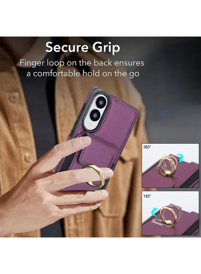 حافظة جلد بيج PU مع حامل حلقة وقاعدة دعم لهاتف Galaxy S25 Plus - Image 5