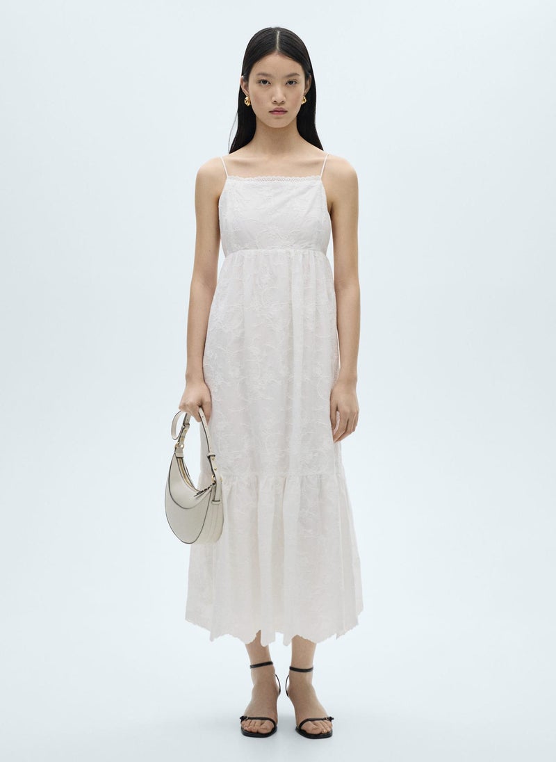 MANGO Lace Trim Midi Dress  - Image 1