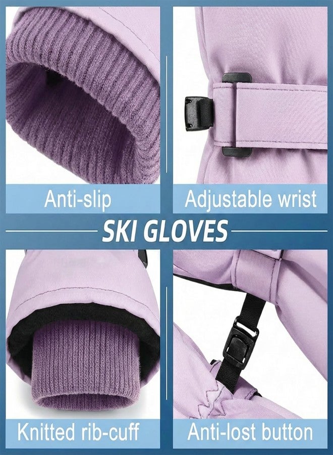 FEILOONG Winter Ski Gloves Women, Snow Gloves Waterproof Windproof Thermal Warm Fleece Touchscreen Gifts for Snowboarding Skiing Lover, Purple - Image 5