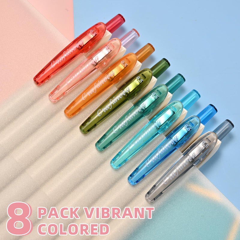craftinova Colored Gel Ink Pens 0.5mm 8 Colors Retractable Quick Dry Colorful Ink Pen Fine Point Smooth Writing, Comfort Grip for Office School Drawing Journaling and Note Taking - Image 3