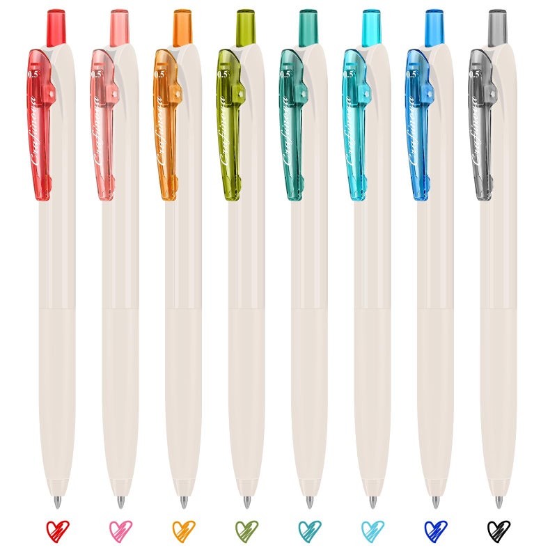 craftinova Colored Gel Ink Pens 0.5mm 8 Colors Retractable Quick Dry Colorful Ink Pen Fine Point Smooth Writing, Comfort Grip for Office School Drawing Journaling and Note Taking - Image 1