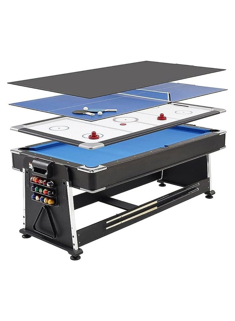 Cool Baby 3-in-1 Multi Game Table 7FT – Convertible Pool Table, Table Tennis & Air Hockey – Heavy-Duty Engineered Wood Home Entertainment Game Table – Blue - Image 1
