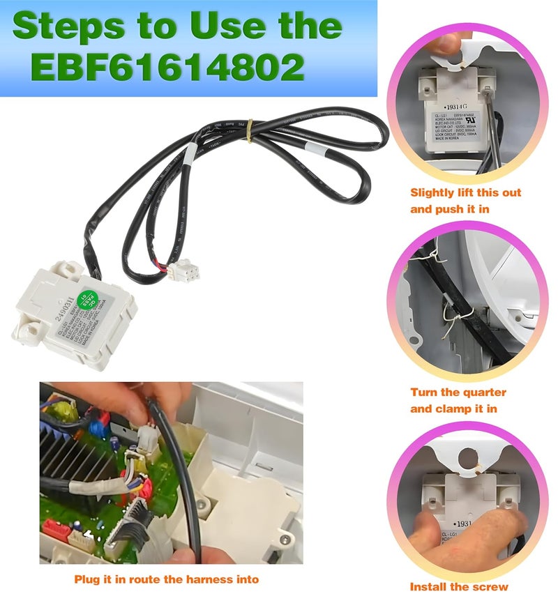 EBF61674802 EBF60665201 مفتاح قفل غطاء الغسالة - قطعة استبدال جديدة ومطورة من Techecook - بديل لـ L-G و Kenmore للغسالات - يحل محل PS8751171 AP5785599 2703681 EAP8751171 - Image 5