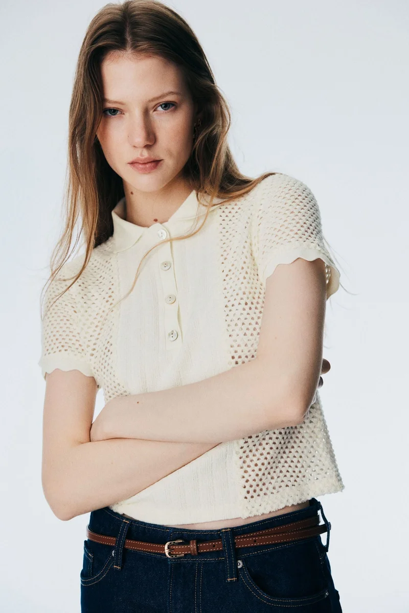 H&M Hole-knit polo shirt