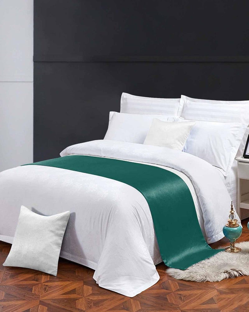 Dark Green Bed Runner 83x20 Inch Queen Size Decorative Throw for Foot of Bed Sofa Scarf Protector - Image 4