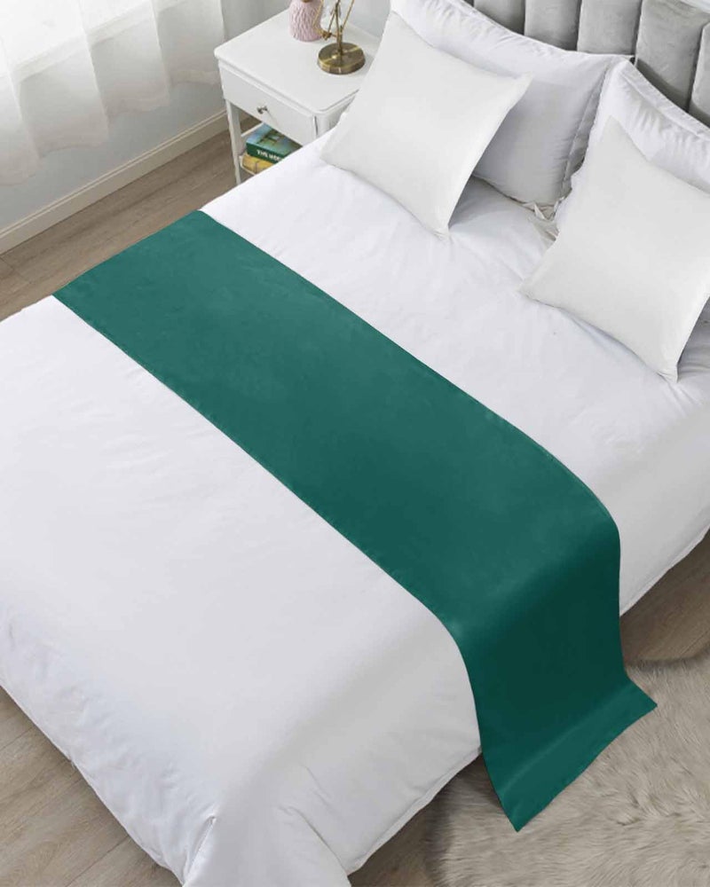 Dark Green Bed Runner 83x20 Inch Queen Size Decorative Throw for Foot of Bed Sofa Scarf Protector - Image 2