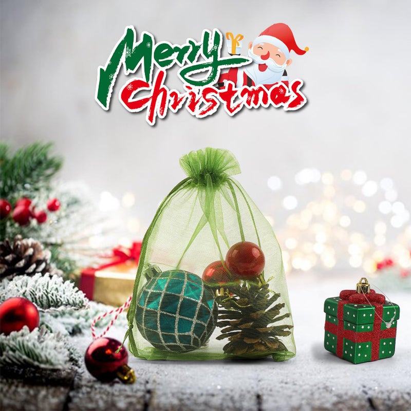 Anznku 50 Pack Organza Bags 4 X 6 Inch Premium Sheer Drawstring Small Mesh Bag For Candy Jewelry Party Wedding Christmas Favor Gift Bag (Green) - Image 3