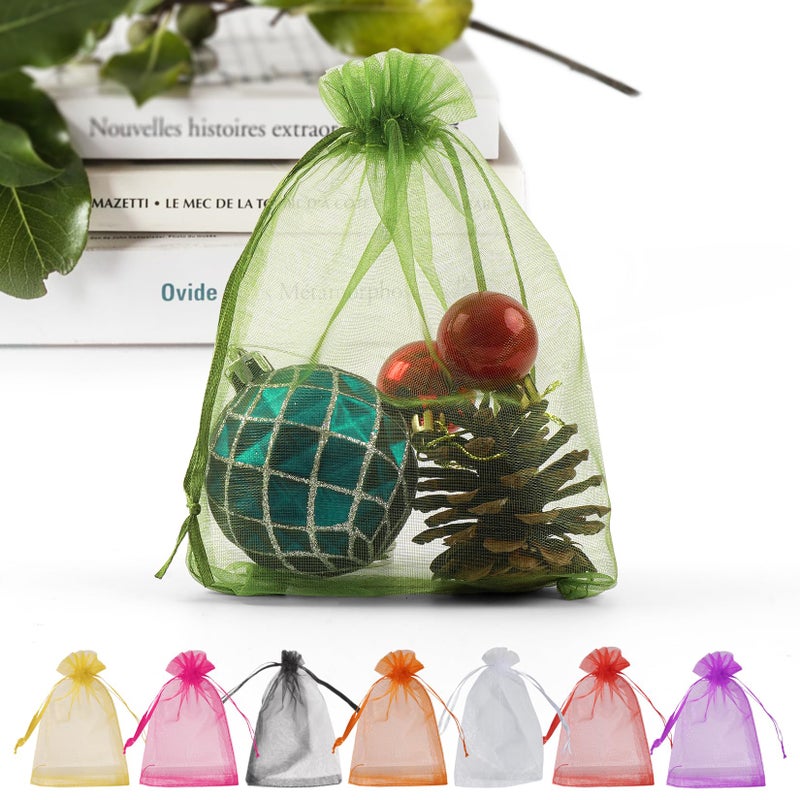 Anznku 50 Pack Organza Bags 4 X 6 Inch Premium Sheer Drawstring Small Mesh Bag For Candy Jewelry Party Wedding Christmas Favor Gift Bag (Green) - Image 1