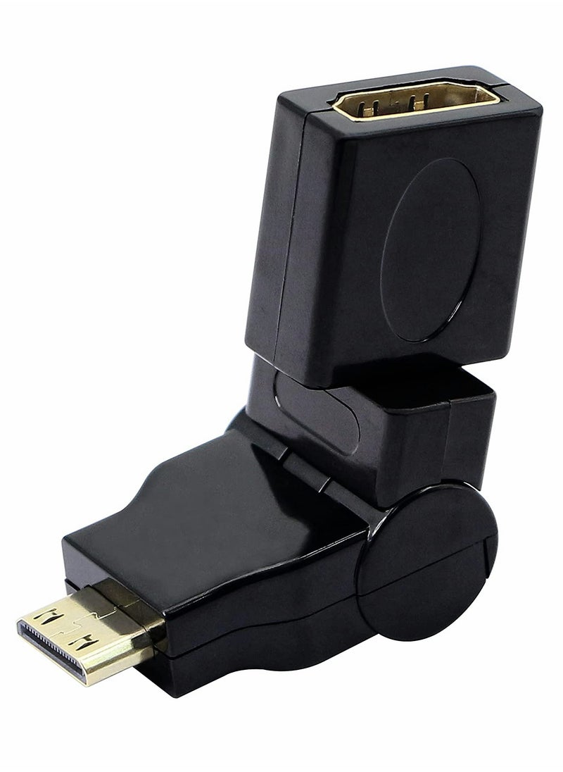 ماركة غير محددة محول HDMI ، محول صغير من HDMI إلى HDMI ، دوران 90-360 درجة ، محول HDMI صغير ذكر إلى أنثى HDMI مطلي بالذهب ثلاثي الأبعاد 2K ، للكاميرا وكاميرا الفيديو  - Image 1