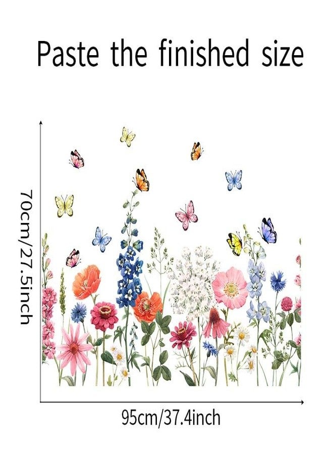 iMagitek Wildflower Wall Decals Daisy Wildflower Grass Butterflies Wall Stcikers for Girls Bedroom, Living Room, Kids Room Wall Decor - Image 2