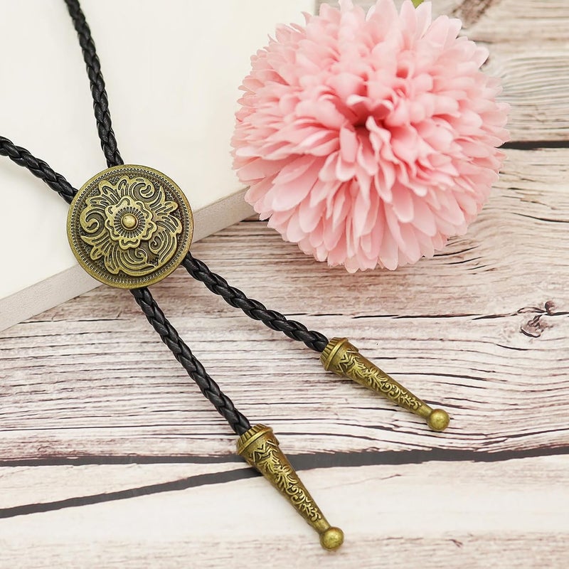 RechicGu Vintage Western Cowboy Cowgirl Bolo Tie Necktie Texas Longhorn Buffalo Steer Cow Skull Leather Rodeo - Image 2