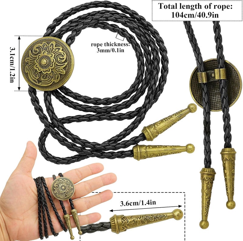 RechicGu Vintage Western Cowboy Cowgirl Bolo Tie Necktie Texas Longhorn Buffalo Steer Cow Skull Leather Rodeo - Image 5