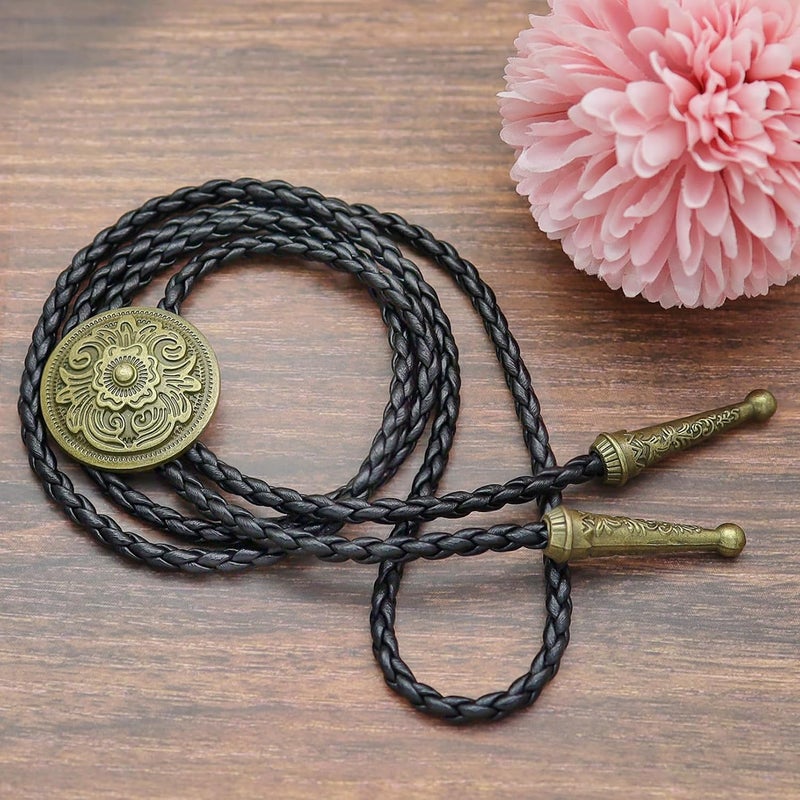 RechicGu Vintage Western Cowboy Cowgirl Bolo Tie Necktie Texas Longhorn Buffalo Steer Cow Skull Leather Rodeo - Image 4