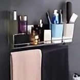 Vishal Smart Mall Vishal smart Mall Stainless Steel Multi-Purpose Rack for Perfumes, Towels, Grooming Essentials Wall Mounted Organizer Shelf with Napkin Ring Space-Saving Bathroom Storage Solution - Image 3