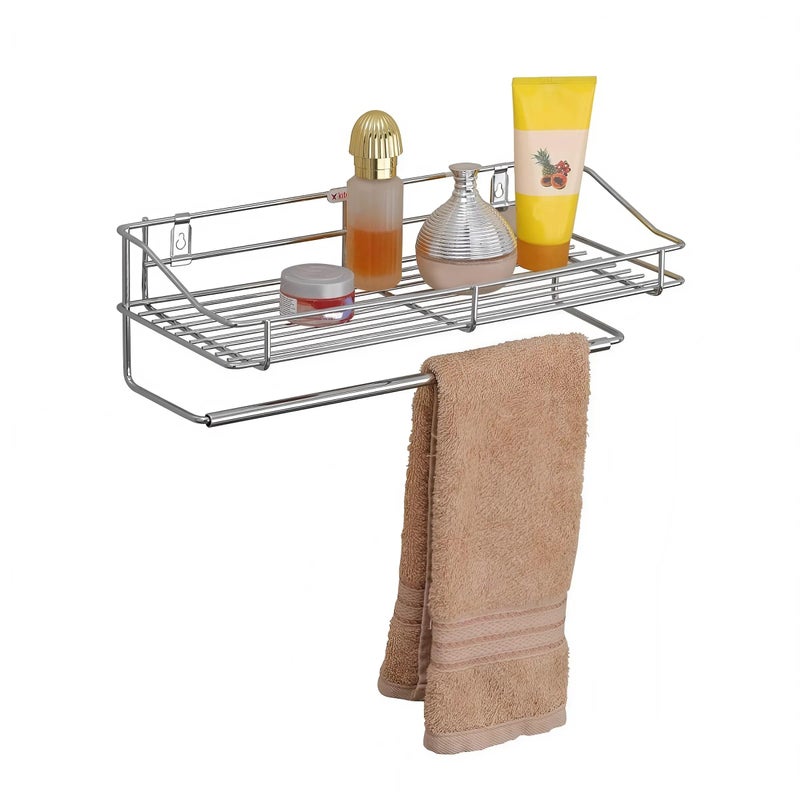Vishal Smart Mall Vishal smart Mall Stainless Steel Multi-Purpose Rack for Perfumes, Towels, Grooming Essentials Wall Mounted Organizer Shelf with Napkin Ring Space-Saving Bathroom Storage Solution - Image 1