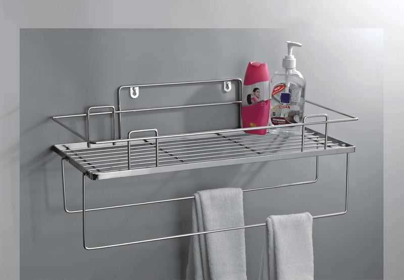Vishal Smart Mall Vishal smart Mall Stainless Steel Multi-Purpose Rack for Perfumes, Towels, Grooming Essentials Wall Mounted Organizer Shelf with Napkin Ring Space-Saving Bathroom Storage Solution - Image 4