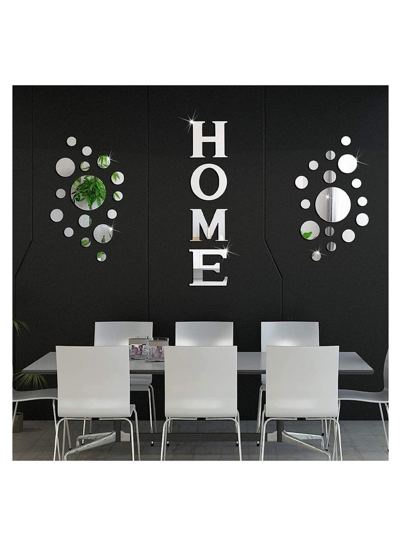 Mirror Wall Stickers Decor Mirror Wall Stickers with Lettering Home Removable Acrylic Stickers 3D Round Decoration for Home Living Room
