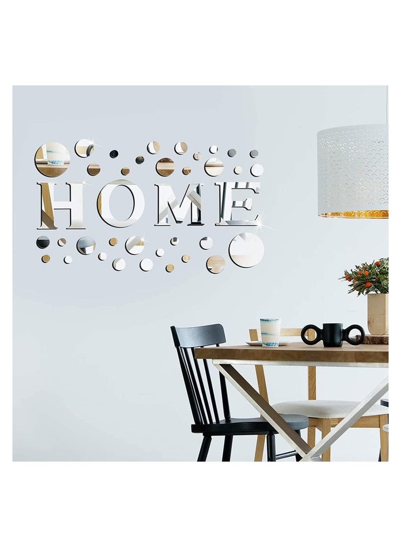 Mirror Wall Stickers Decor Mirror Wall Stickers with Lettering Home Removable Acrylic Stickers 3D Round Decoration for Home Living Room