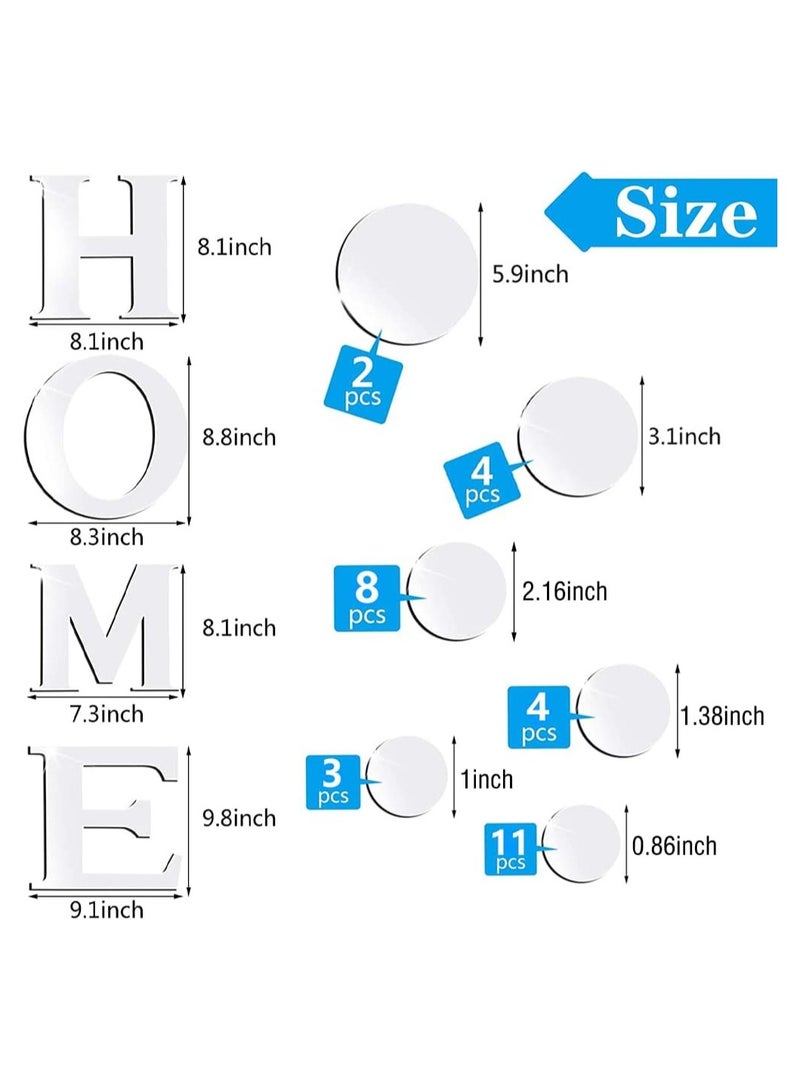 Mirror Wall Stickers Decor Mirror Wall Stickers with Lettering Home Removable Acrylic Stickers 3D Round Decoration for Home Living Room