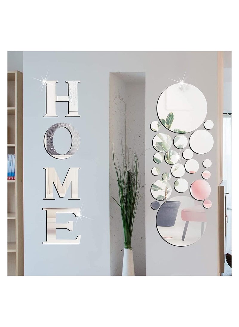 Mirror Wall Stickers Decor Mirror Wall Stickers with Lettering Home Removable Acrylic Stickers 3D Round Decoration for Home Living Room