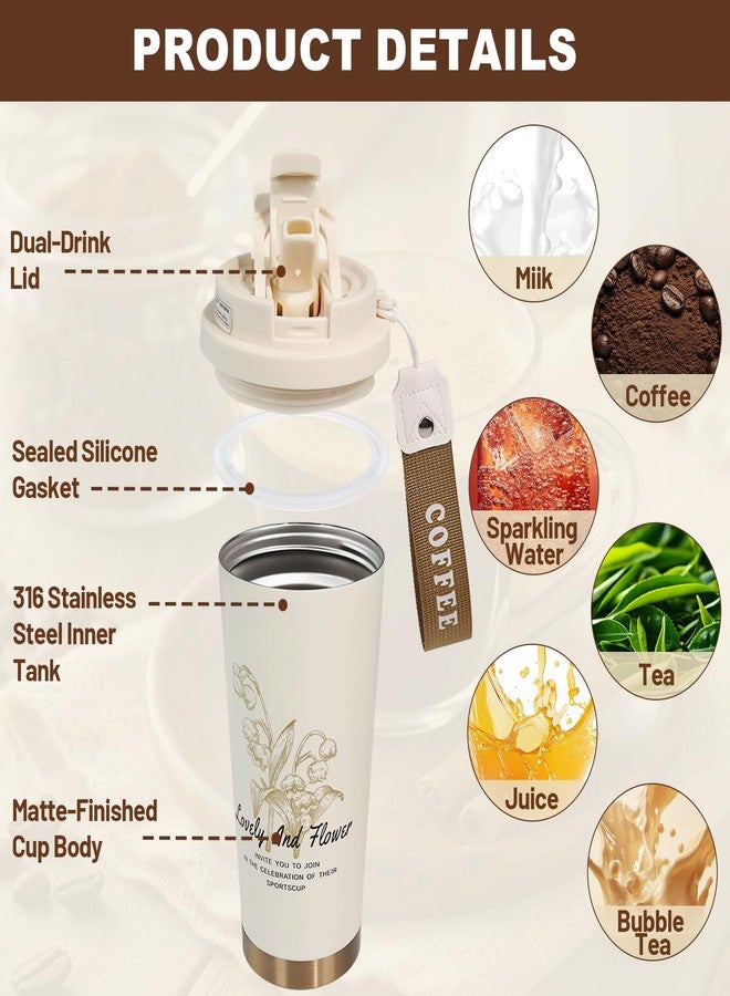 DITOSH Insulated Coffee Tumbler 530ml Travel Coffee Mug 316 Stainless Steel Dual Drink Openings Leakproof Lid Reusable Insulated Coffee Mug Hot and Cold Ideal Travel Mug for Coffee Lover Daily - Image 3